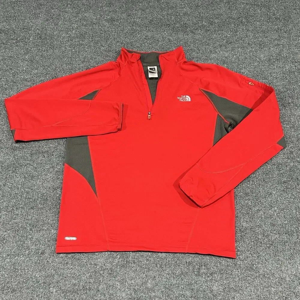 The North Face Men's Medium Red 1/4 Zip Pullover VaporWick Running Fleece Jacket